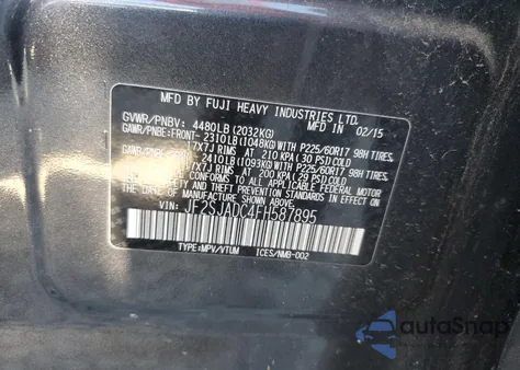 2015 Subaru Forester 2.5I Premium из США, поврежденный, VIN JF2SJADC4FH587895